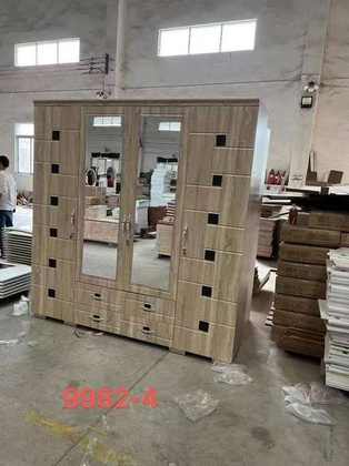 Armoire bois clair double miroir