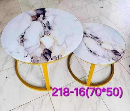 Duo tables gigognes marbre violet & doré