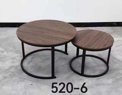 Duo tables gigognes bois foncé, cadre noir
