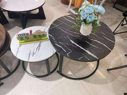 Duo tables gigognes marbre noir & blanc
